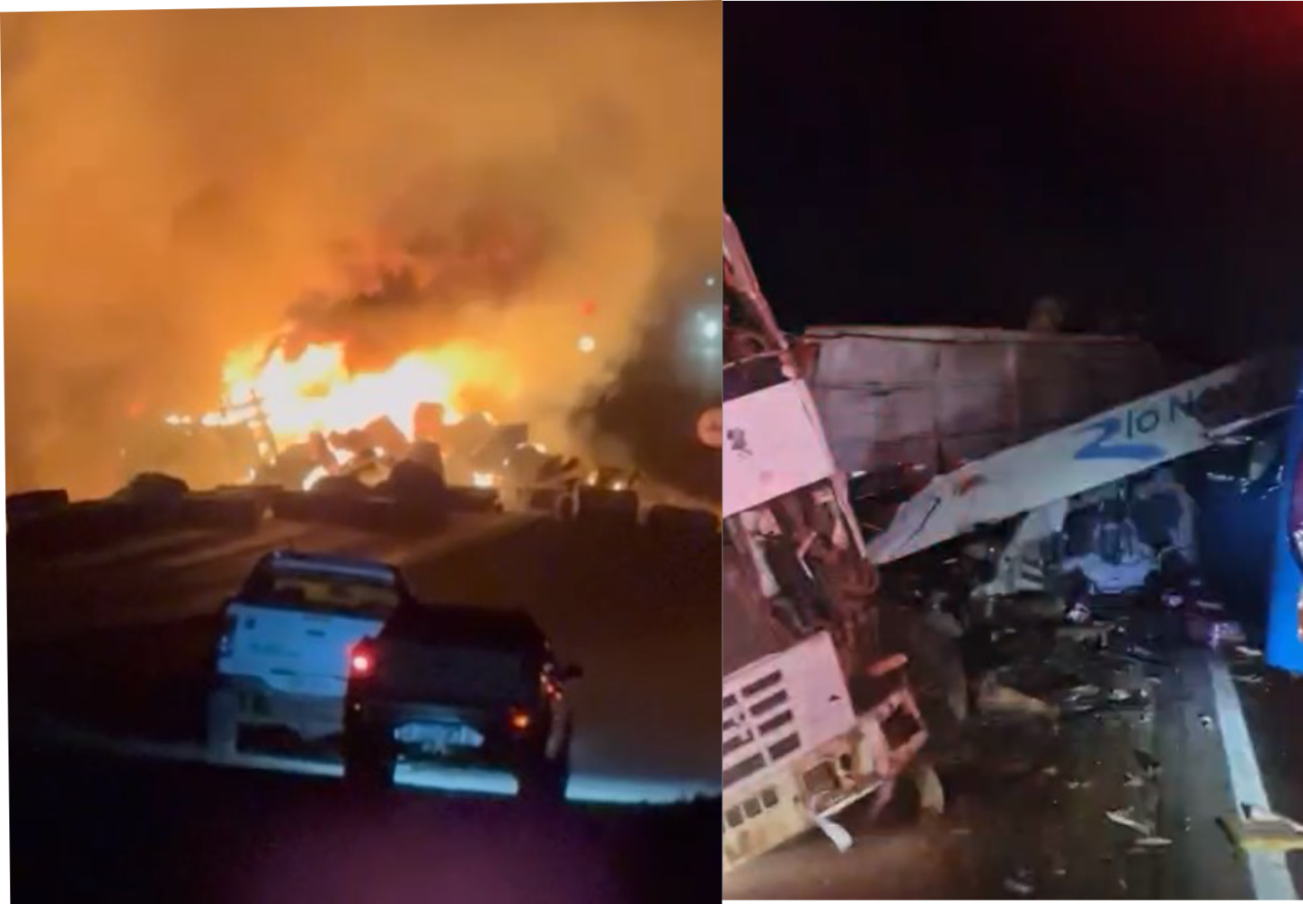 Doze pessoas morrem em acidentes de ônibus e caminhões na BR 163/364, em MT